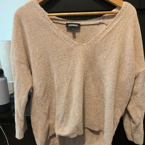 EXPRESS Pink Fuzzy V Neck Sweater